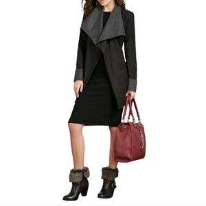 Thread & Supply by Just Fab. Women's Coat. Size Large. Black with Gray Trim. NWT